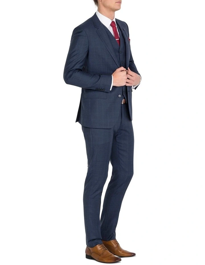 Unique Soft Blue Tonal Check Jacket Short - Image 5