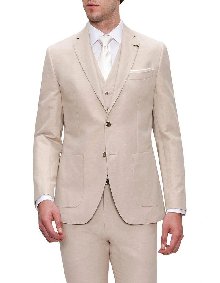 Gibson Slim Fit Linen Electron Jacket Cream