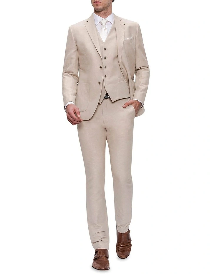 Gibson Slim Fit Linen Electron Jacket Cream - Image 4