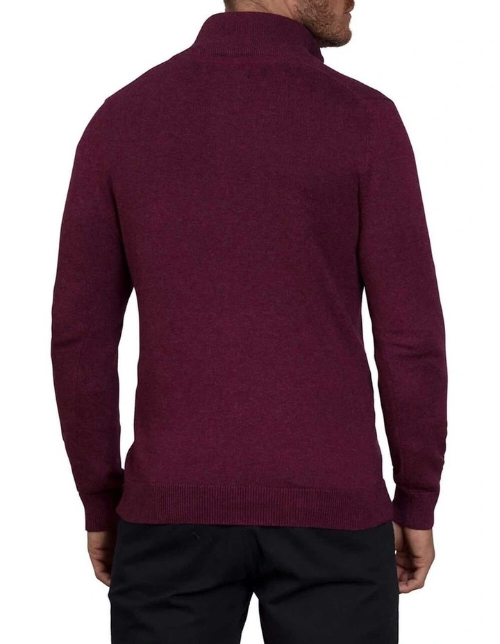 Signature Quarter Zip Knit Burgundy - Image 2