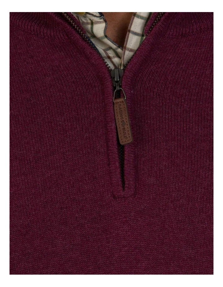 Signature Quarter Zip Knit Burgundy - Image 4