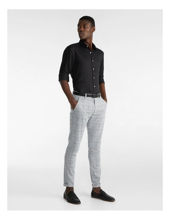 Santana Check Skinny Chino Grey - Image 4