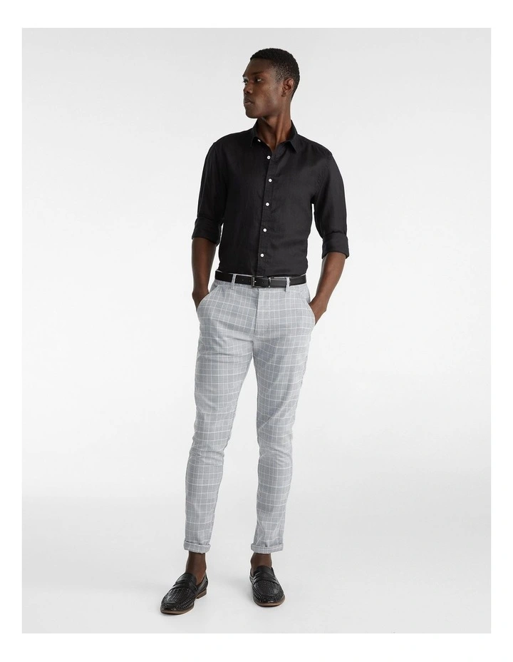 Santana Check Skinny Chino Grey - Image 5