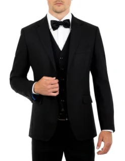 Tailored Fit Stefano Black Wool Jacket FCK410