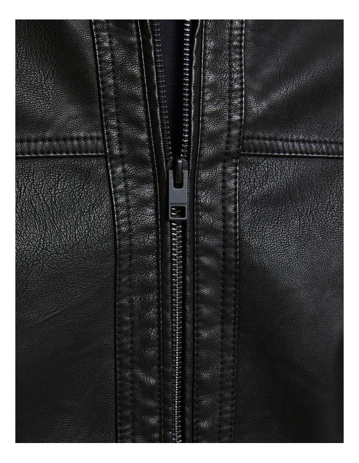 Jack & Jones Warner Faux Leather Jacket Black - Image 3
