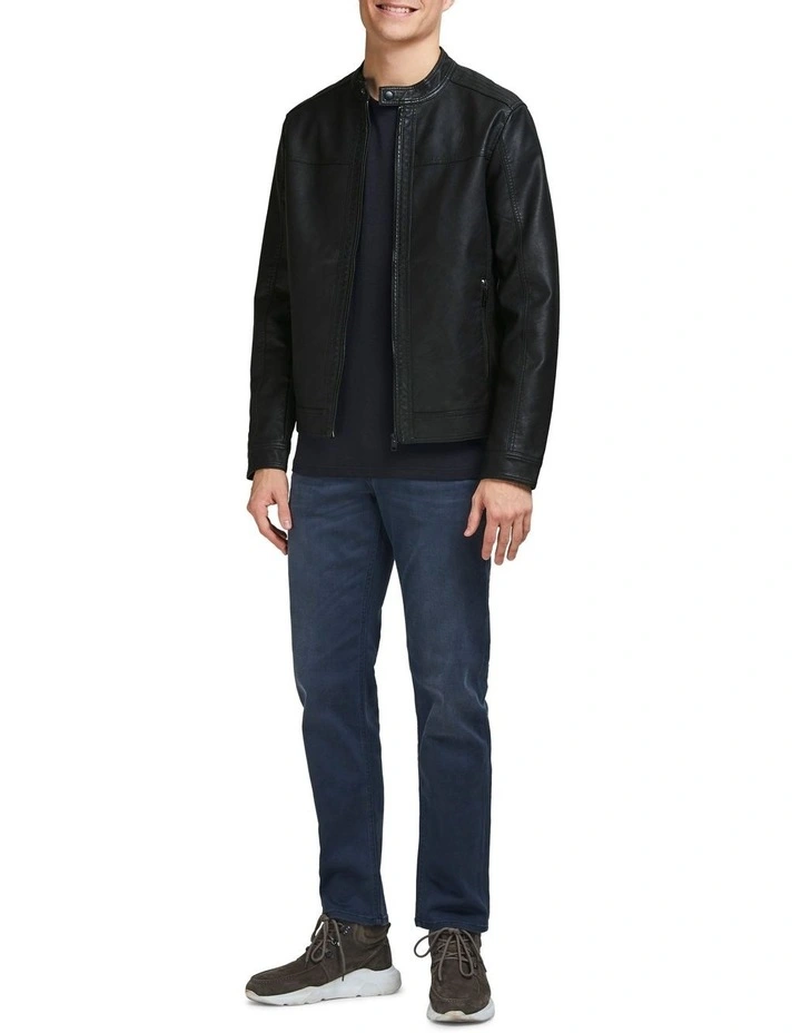 Jack & Jones Warner Faux Leather Jacket Black - Image 5