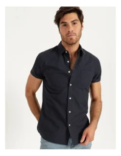 Daltry Dobby Short Sleeve Shirt Navy