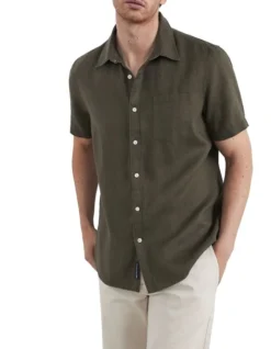 French Connection Linen Short Sleeve Regular Fit Shirt