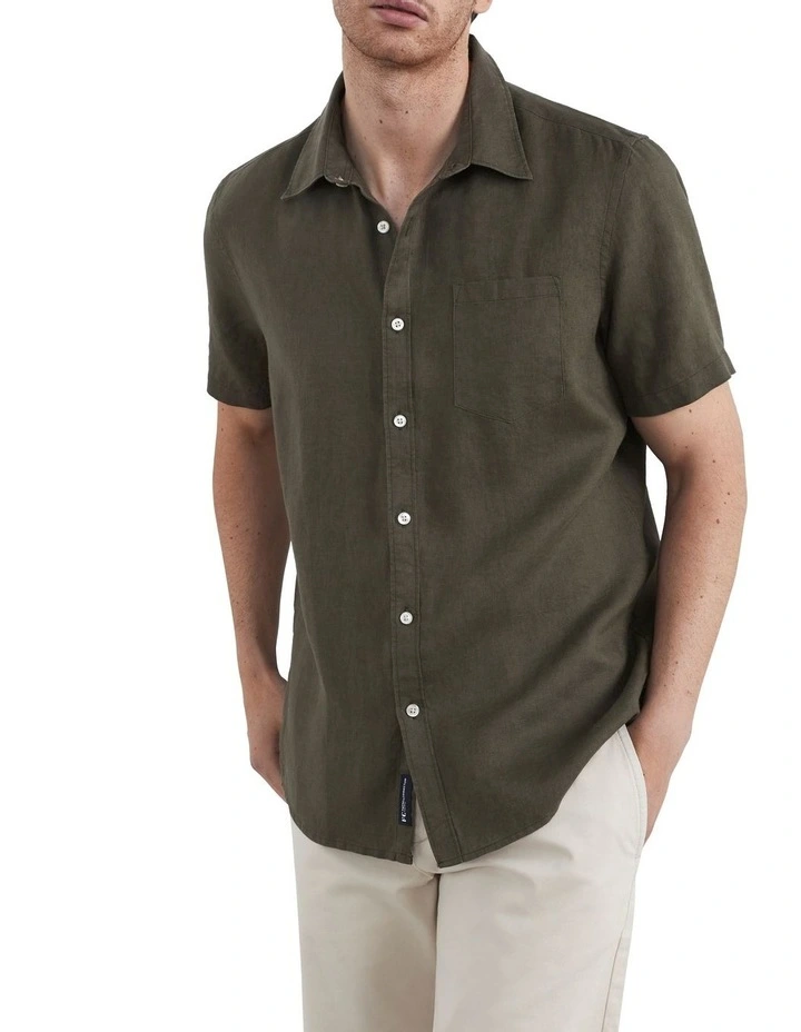 French Connection Linen Short Sleeve Regular Fit Shirt