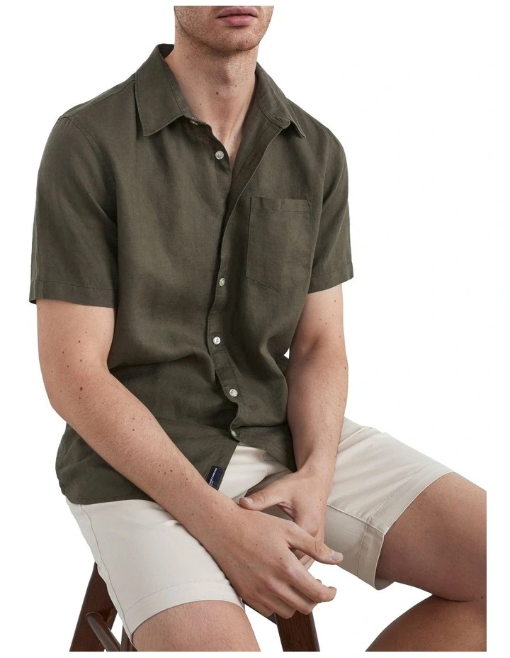 French Connection Linen Short Sleeve Regular Fit Shirt - Image 2