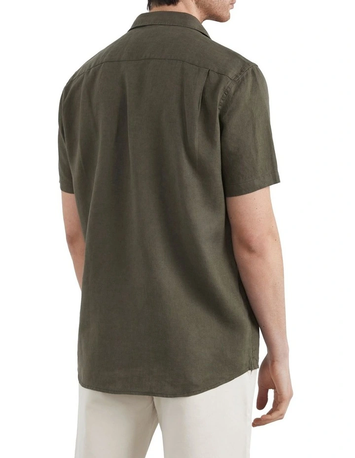 French Connection Linen Short Sleeve Regular Fit Shirt - Image 3