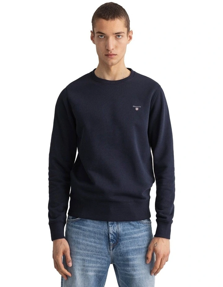 Gant Original Crew Neck Sweat In Navy