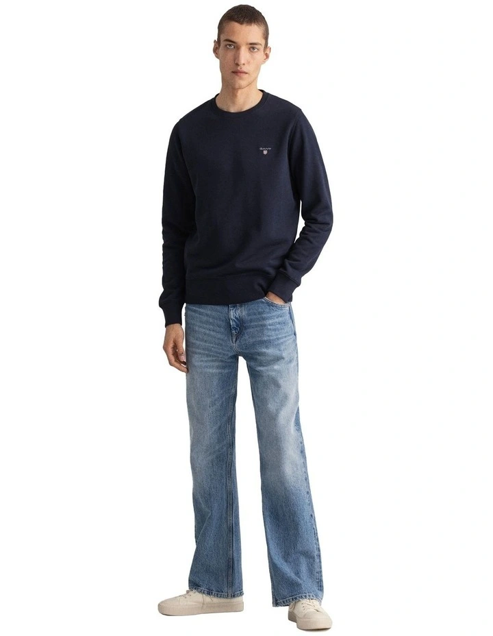 Gant Original Crew Neck Sweat In Navy - Image 4