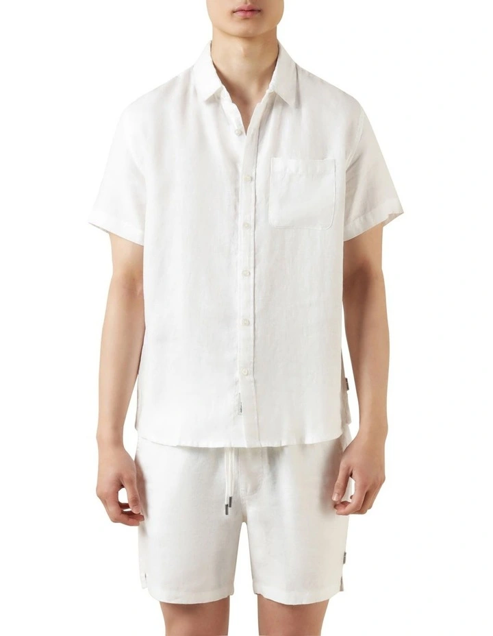 Nero Linen Collared Button Down Shirt White