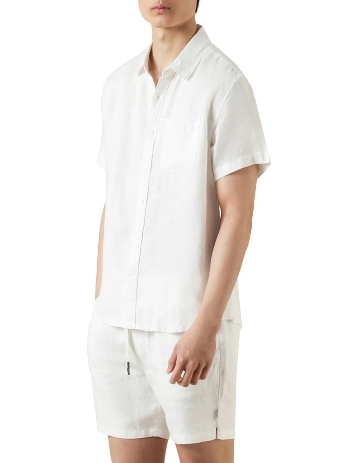 Nero Linen Collared Button Down Shirt White - Image 3