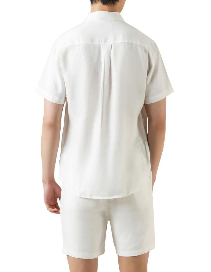 Nero Linen Collared Button Down Shirt White - Image 4
