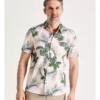 Salty Pink Palms Print Short Sleeve Shirt In Pink