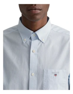 Gant The Broadcloth Banker Long Sleeve Shirt In Blue