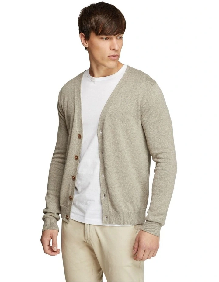 Oxford Archie Cashmere Blend Cardigan Natural - Image 3
