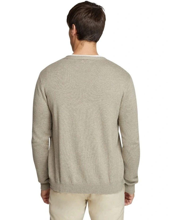Oxford Archie Cashmere Blend Cardigan Natural - Image 4