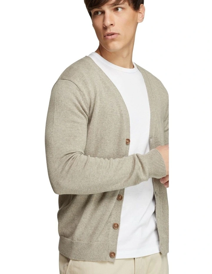 Oxford Archie Cashmere Blend Cardigan Natural - Image 5