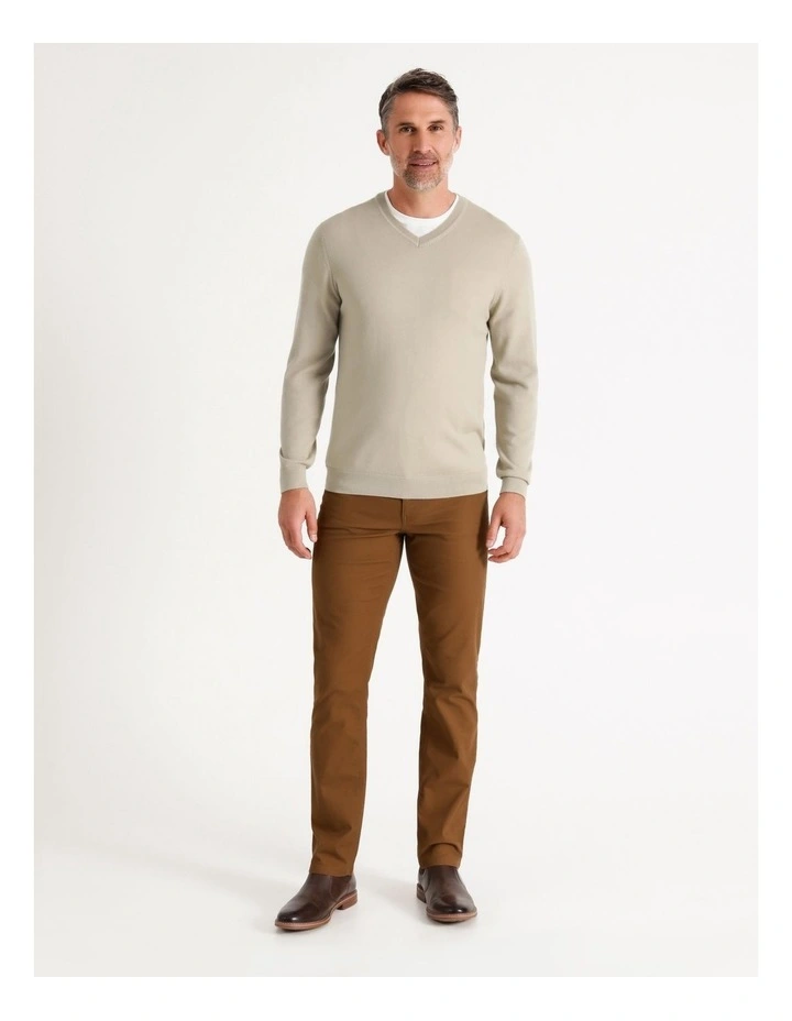 Australian Merino V-Neck Knit In Stone - Image 2