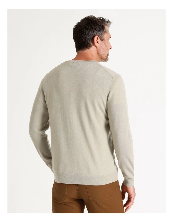 Australian Merino V-Neck Knit In Stone - Image 7