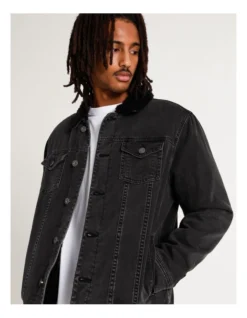 Garrett Denim Sherpa Jacket Black