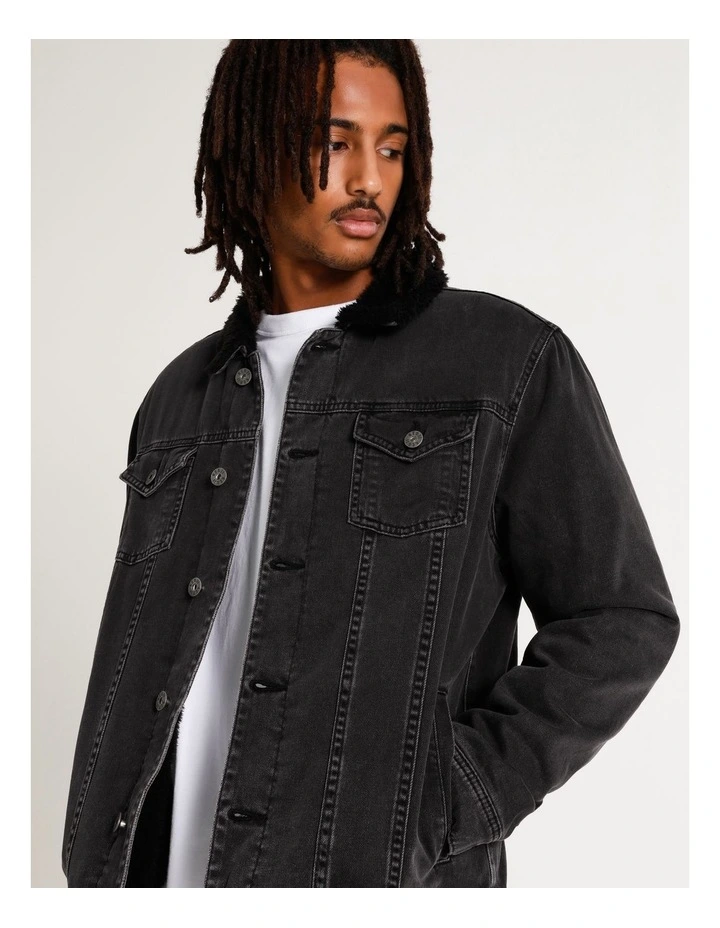 Garrett Denim Sherpa Jacket Black