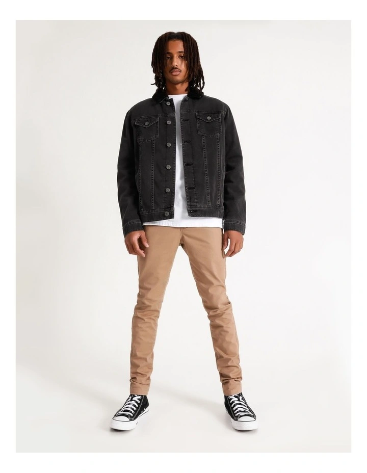 Garrett Denim Sherpa Jacket Black - Image 2