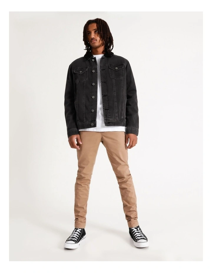 Garrett Denim Sherpa Jacket Black - Image 3