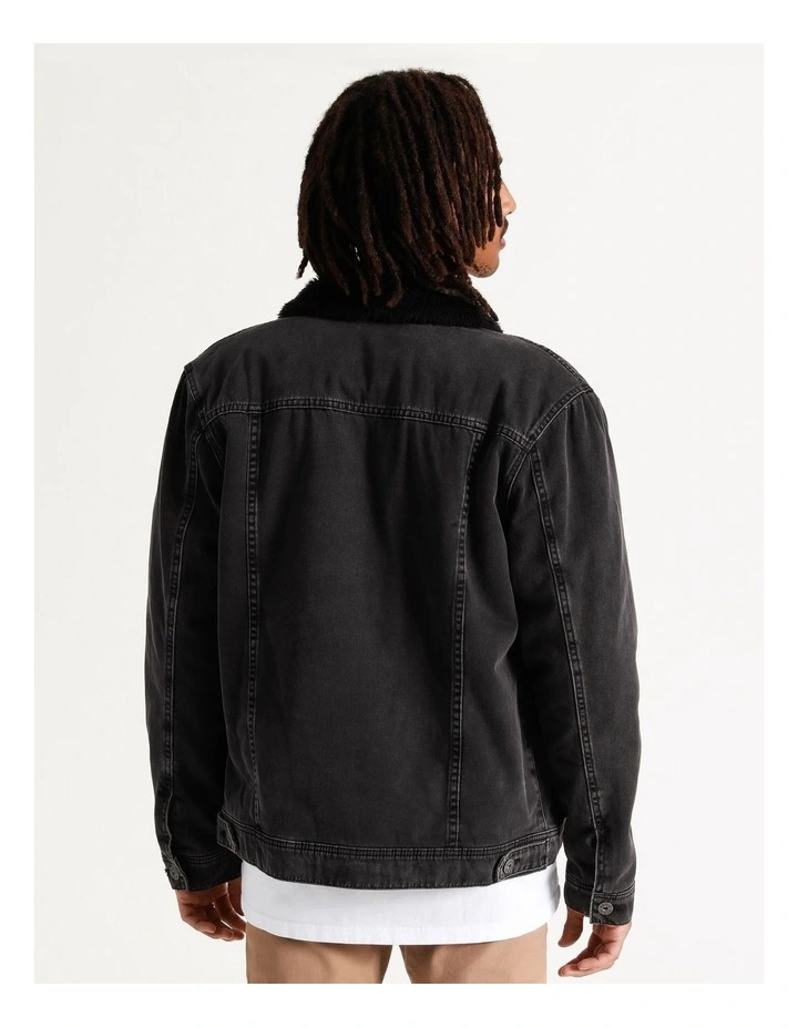 Garrett Denim Sherpa Jacket Black - Image 7