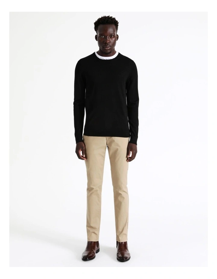Australian Merino Crew Neck Knit In Black - Image 3
