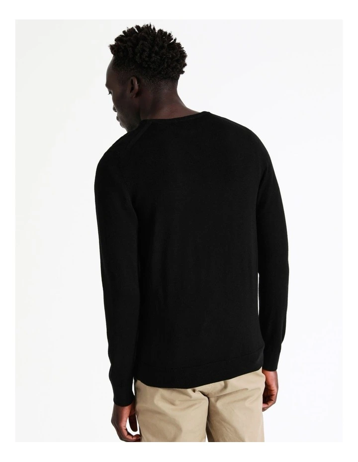 Australian Merino Crew Neck Knit In Black - Image 6