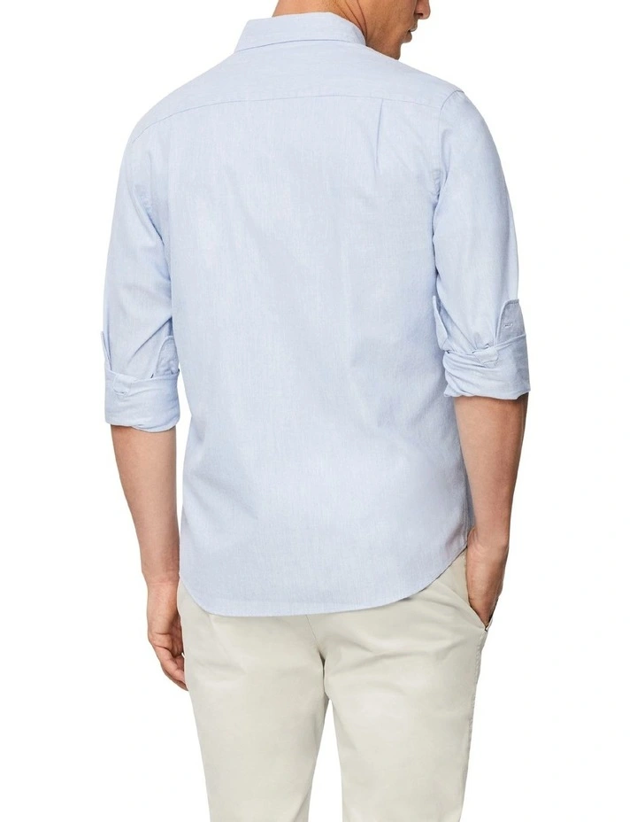 Van Heusen Casual Long Sleeve Oxford Melange Shirt Blue - Image 2