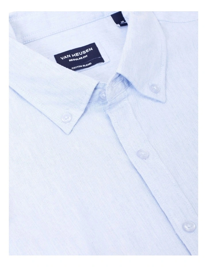 Van Heusen Casual Long Sleeve Oxford Melange Shirt Blue - Image 4