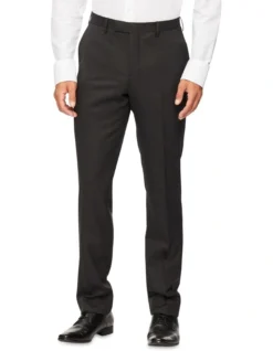 Slim Pure Wool Dobby Suit Pant Charcoal