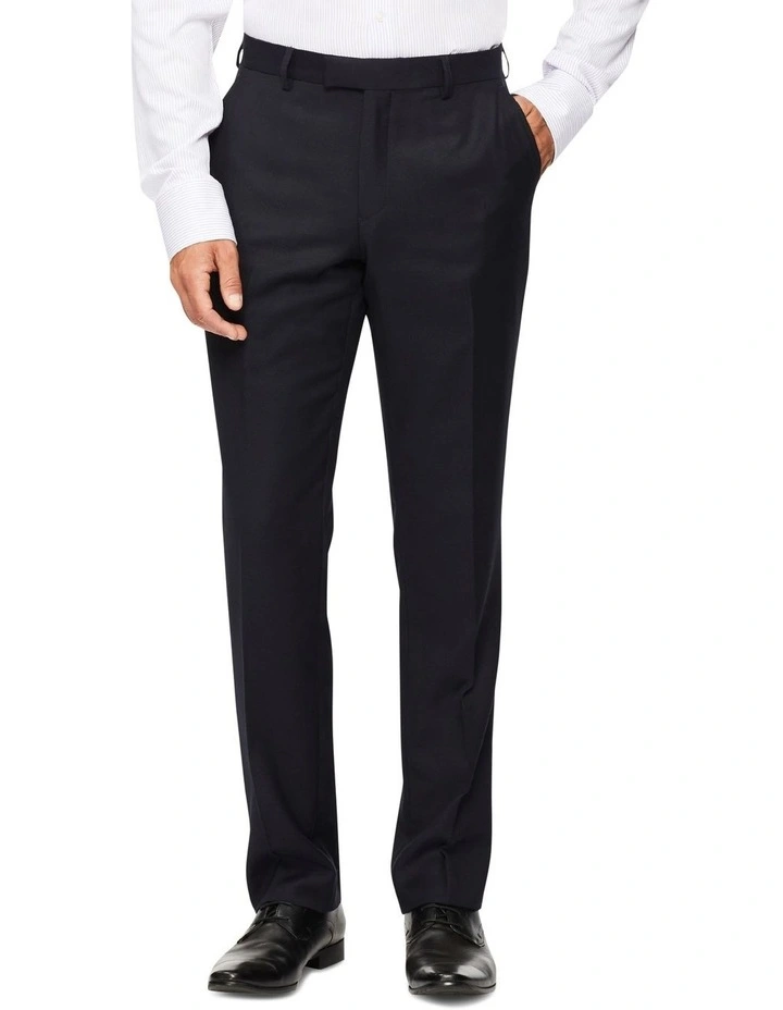 Tailored Pure Wool Dobby Suit Pant Navy