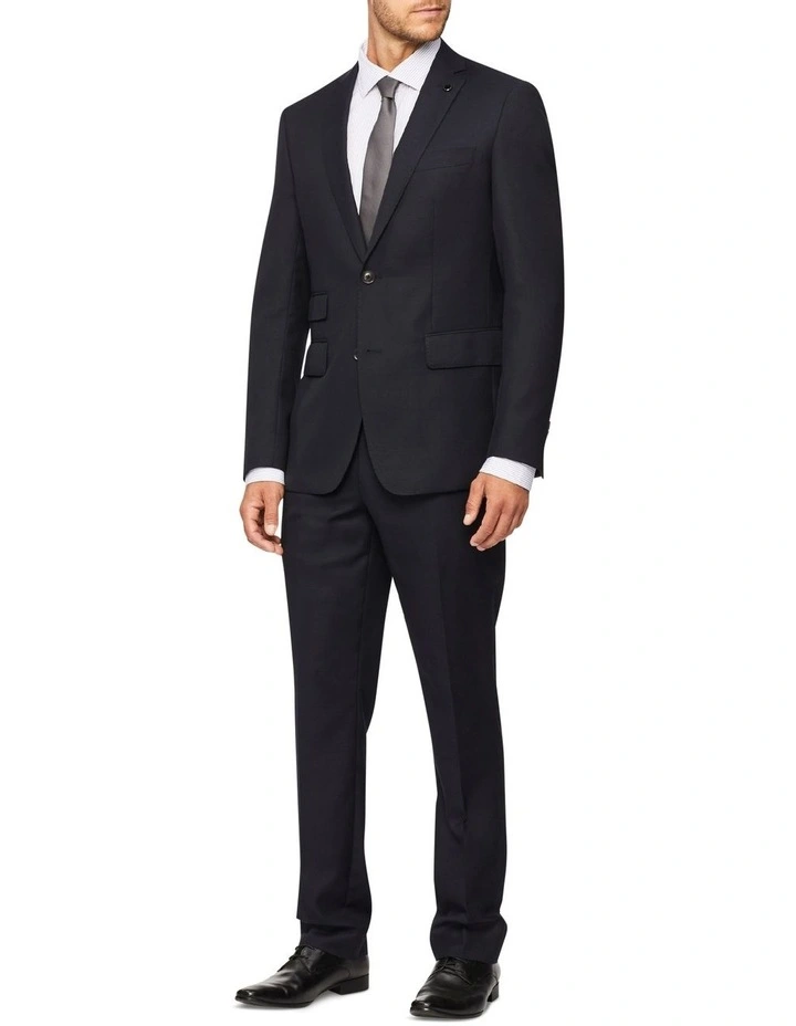 Tailored Pure Wool Dobby Suit Pant Navy - Image 2