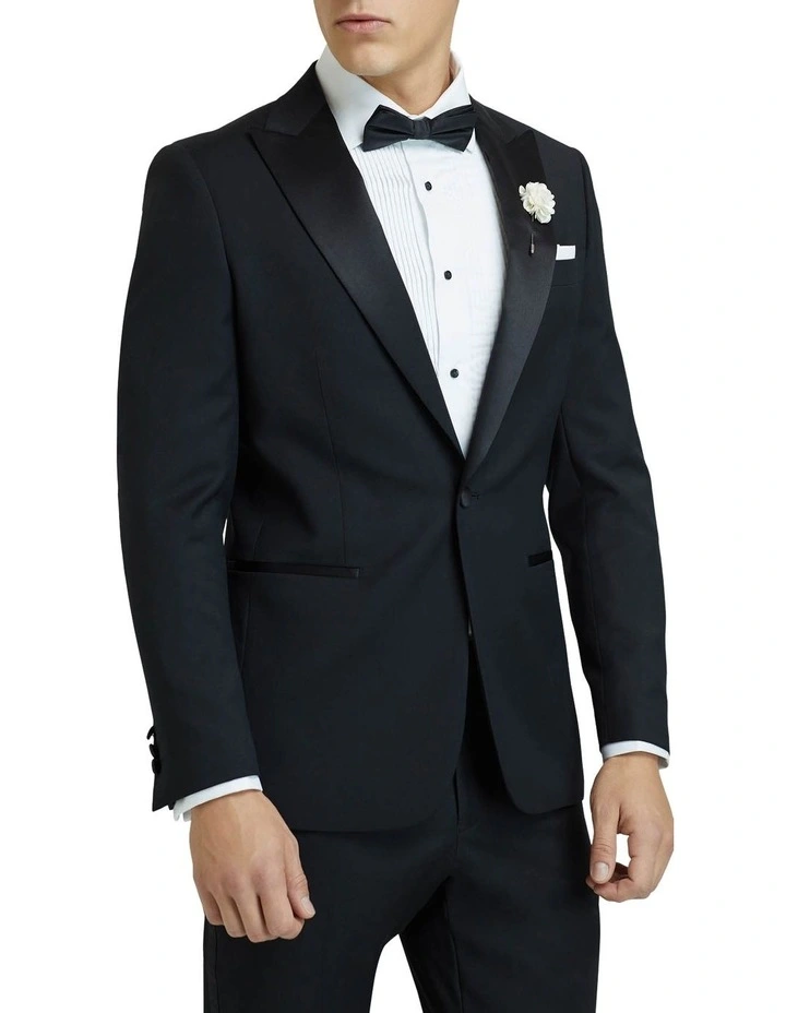 Oxford Peak Lapel Dinner Suit Jacket Black - Image 2
