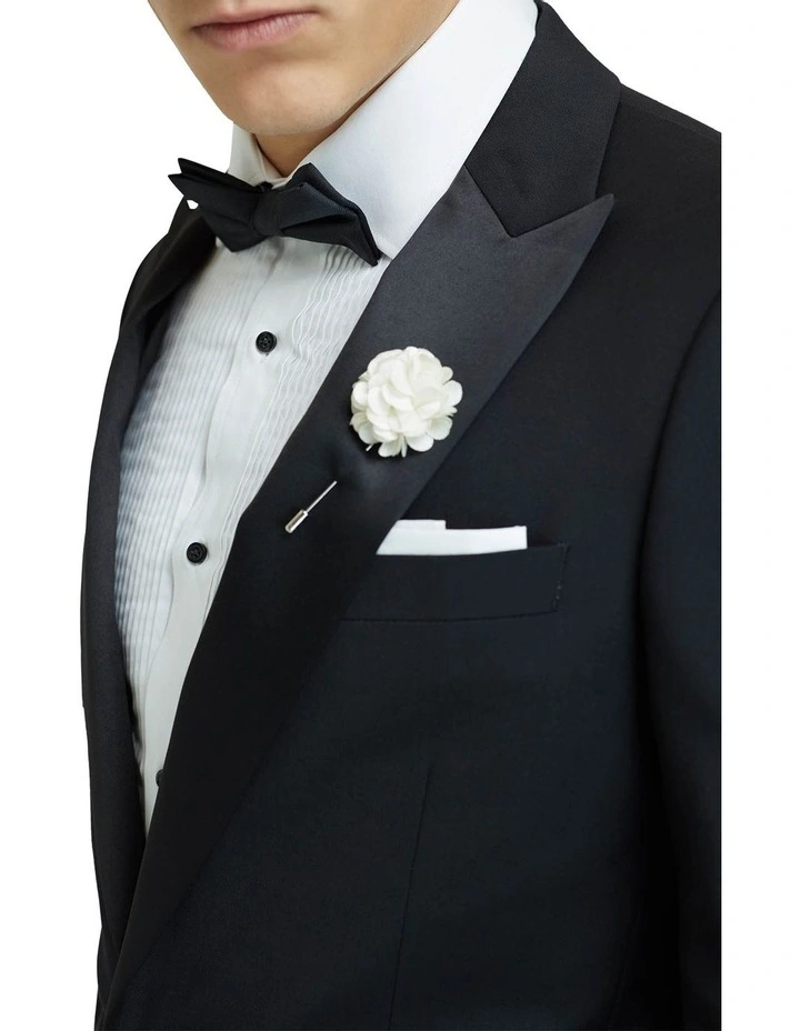 Oxford Peak Lapel Dinner Suit Jacket Black - Image 4