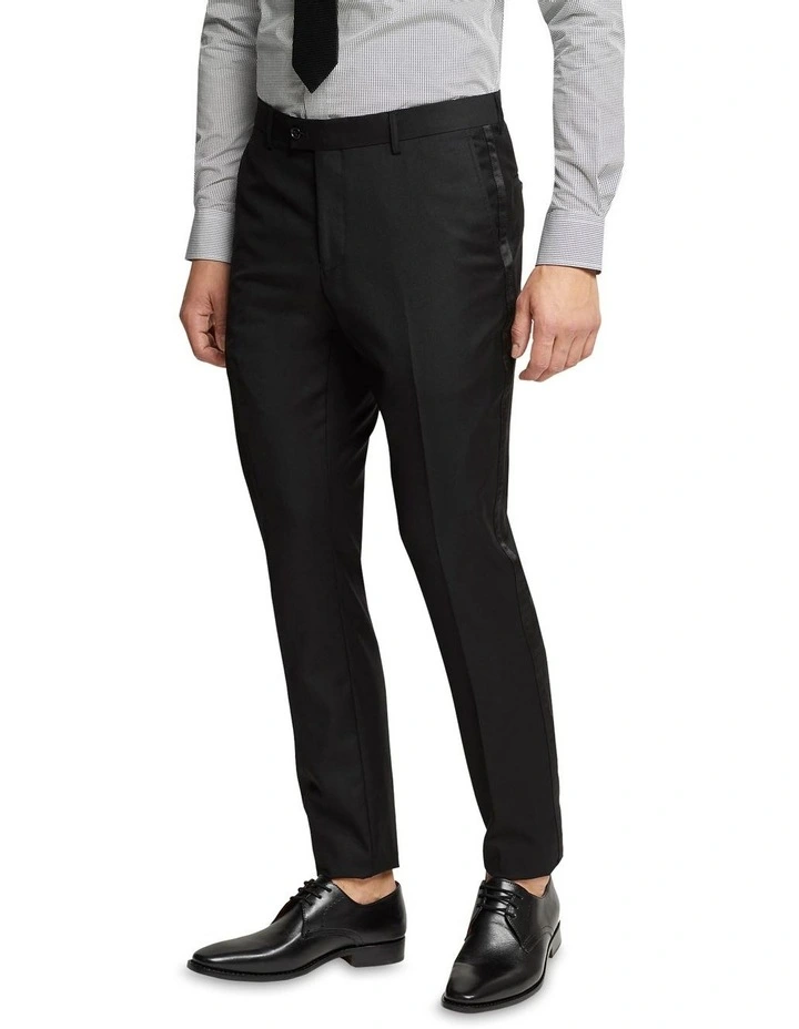 Oxford Dinner Suit Trousers With Side Tape In Black - Image 2