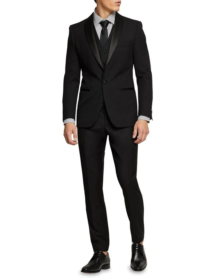 Oxford Dinner Suit Trousers With Side Tape In Black - Image 4
