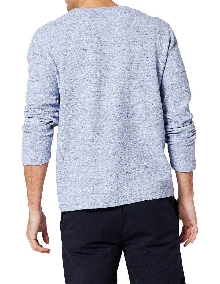 Waffle Knit Sweat Top Blue Marle - Image 2