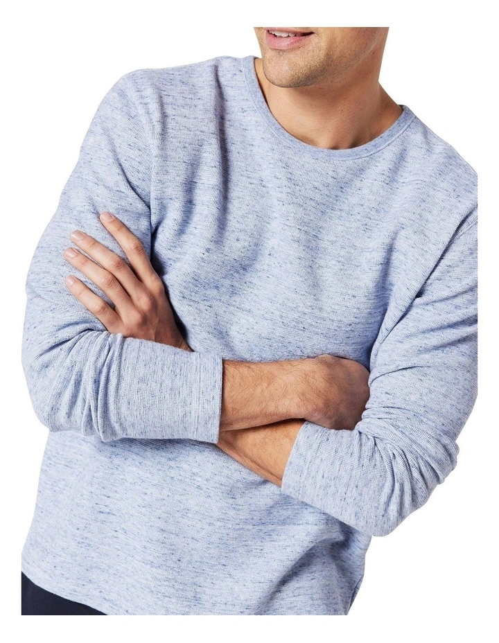 Waffle Knit Sweat Top Blue Marle - Image 3