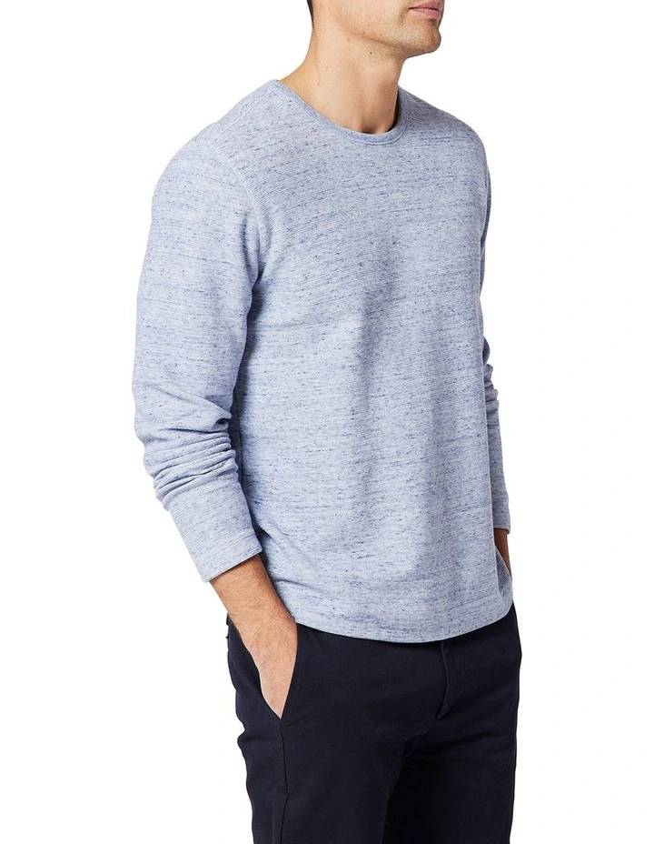 Waffle Knit Sweat Top Blue Marle - Image 4