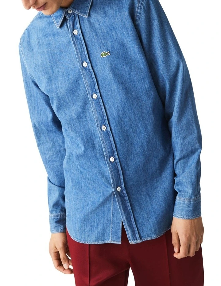 Lacoste Long Sleeve Regular Light Denim Shirt Medium - Image 3