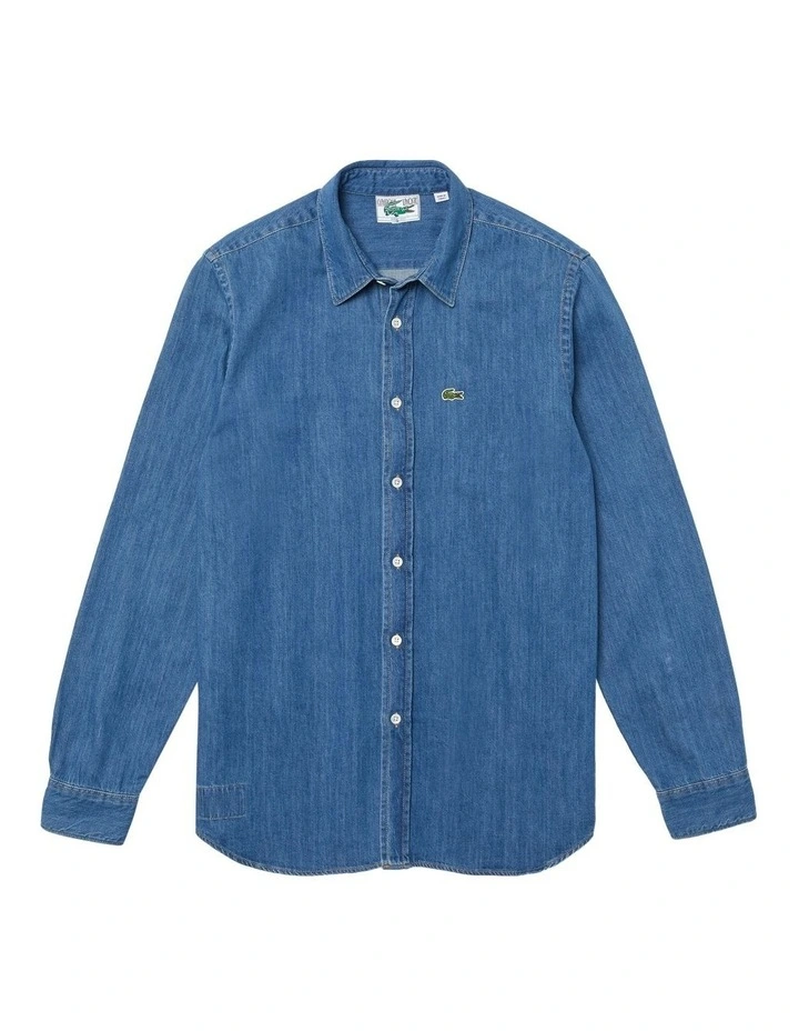 Lacoste Long Sleeve Regular Light Denim Shirt Medium - Image 5