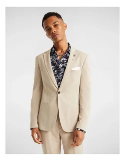 Hayman Stretch Skinny Suit Jacket In Beige
