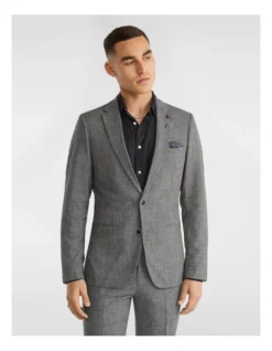 Charlie Textured Slim Suit Jacket In Charcoal